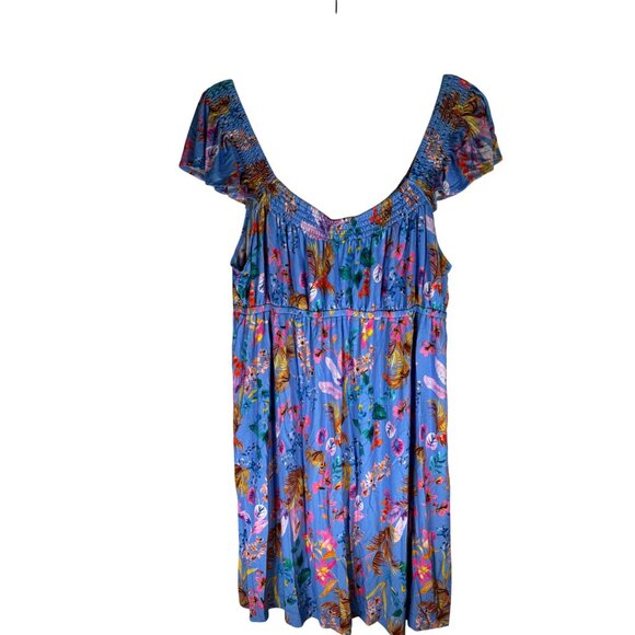 Soma Cool Nights Smocked Neck Chemise Flutter Sleeve Blooming Tropical Print - Picture 10 of 12